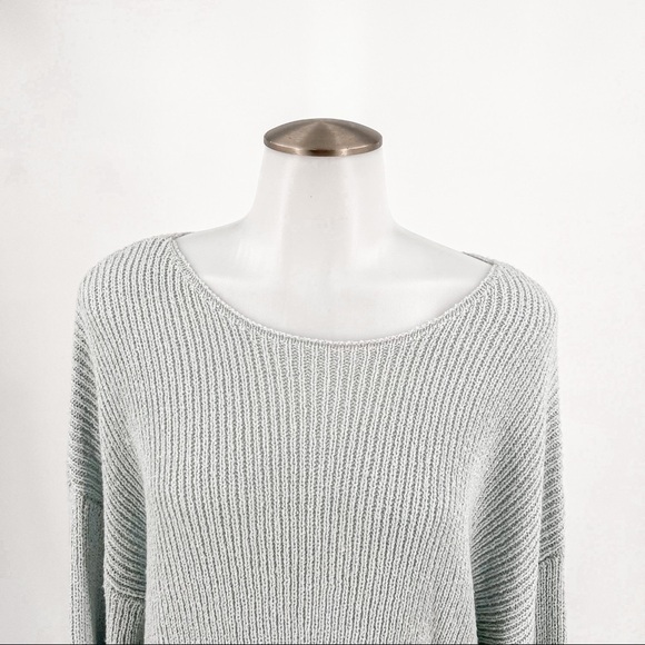 Lush Women's Knit Sweater Tunic Long Sleeve Scoop Neck Sweater Baby Blue/Gray - Picture 11 of 13